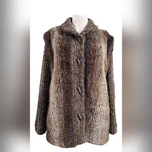Vintage 80s Faux Fur Knit Coat Gloria Vanderbilt A Luxury Fabric By Monterey/ 14